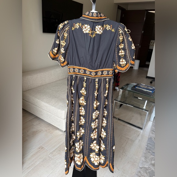 Farm Rio: Black Bold Flowers Organic Cotton Midi Dress - Picture 11 of 13